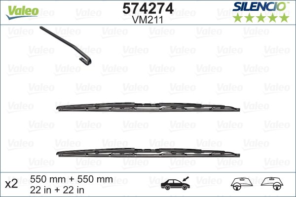 Комплект стеклоочистителей Valeo Silencio Performance VM211